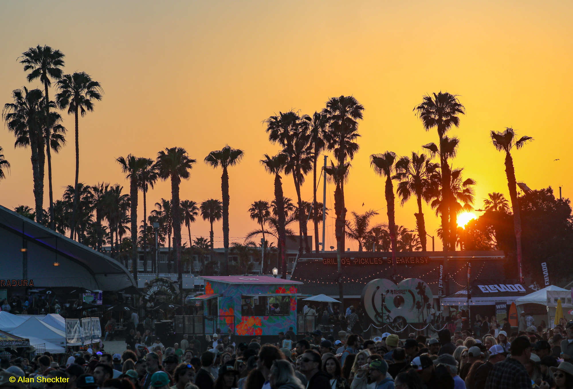 Sunset at the back of the Low Tide stage viewing area