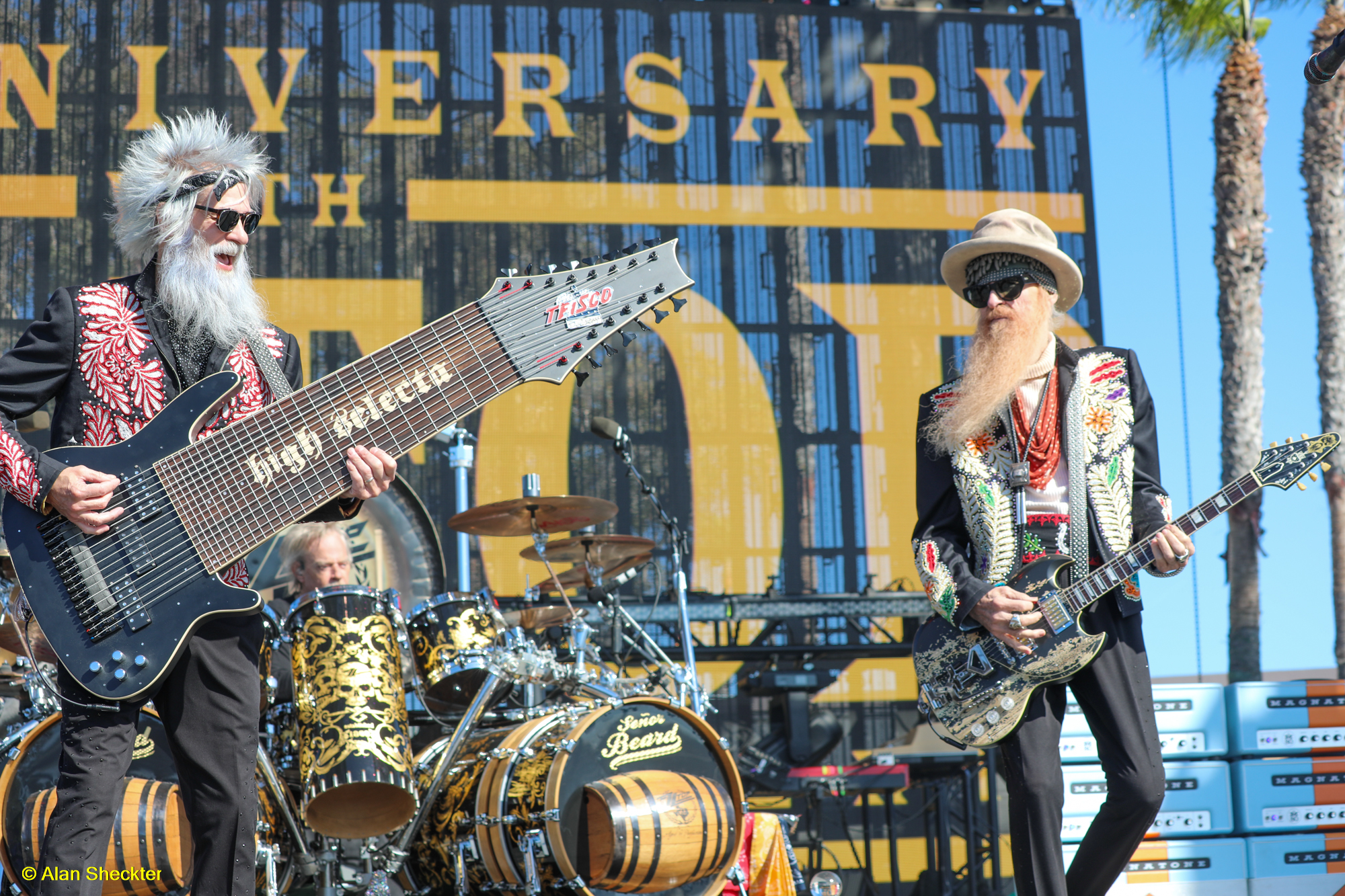 ZZ Top’s Elwood Francis (left) and Billy Gibbons