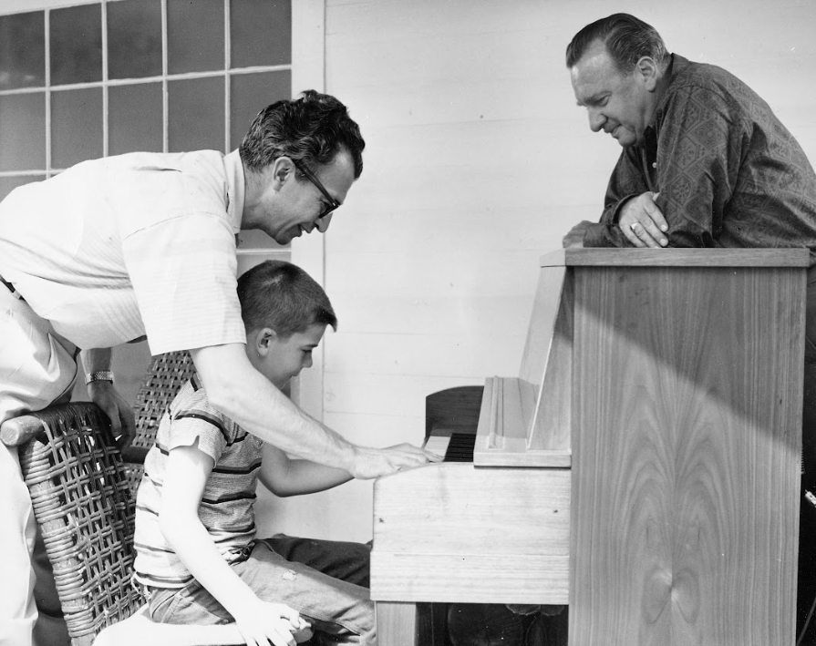 Dave Brubeck & son Chris with Walter Cronkite at Wilton, CT home  (The Brubeck Collection)