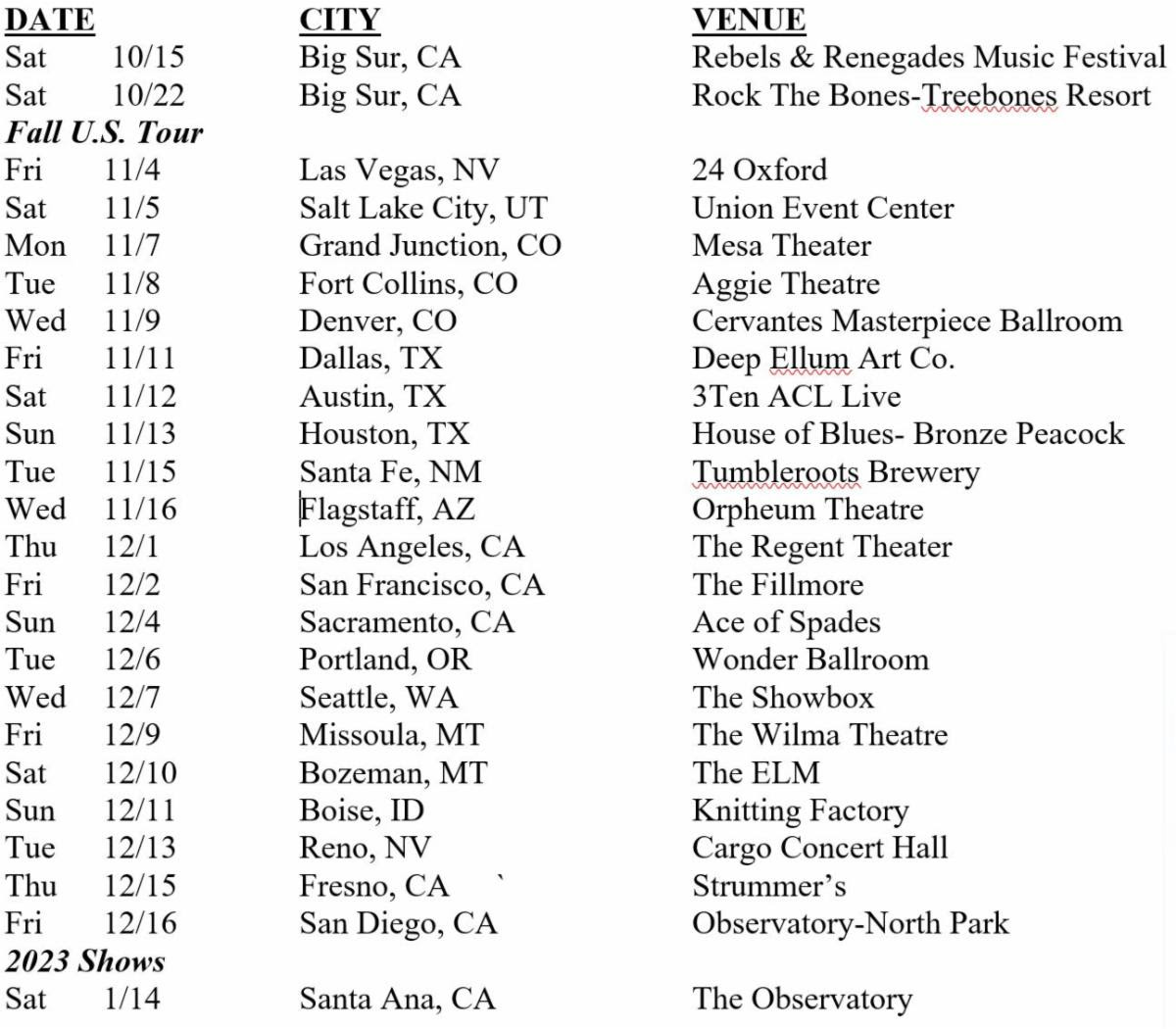 The White Buffalo tour dates