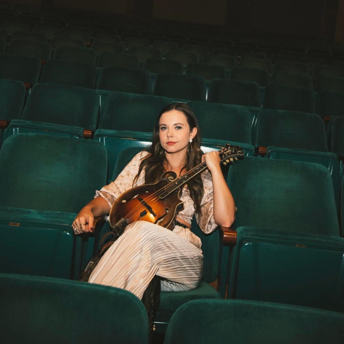 Sierra Hull with her Gibson F-5 Master Model mandolin, a 2009 Gibson Master Model that served as the inspiration for her forthcoming signature mandolins.