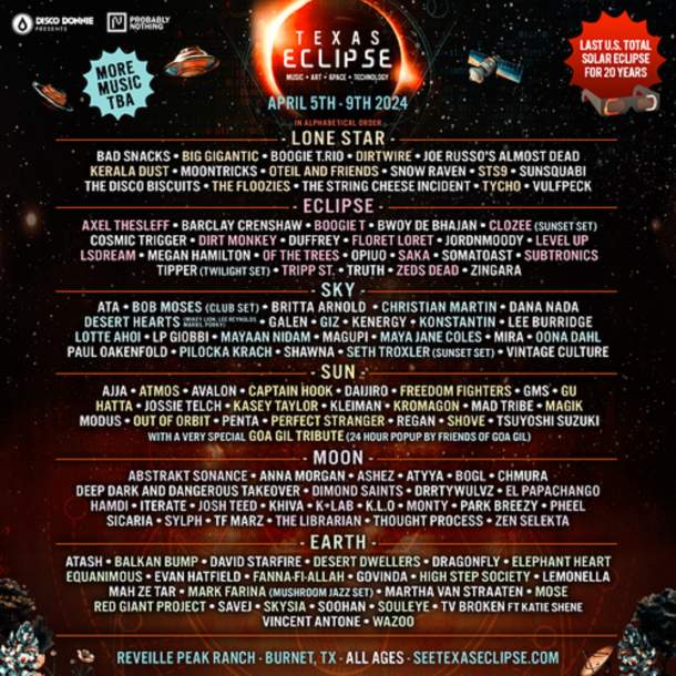 Texas Eclipse Announces 2024 Lineup Grateful Web