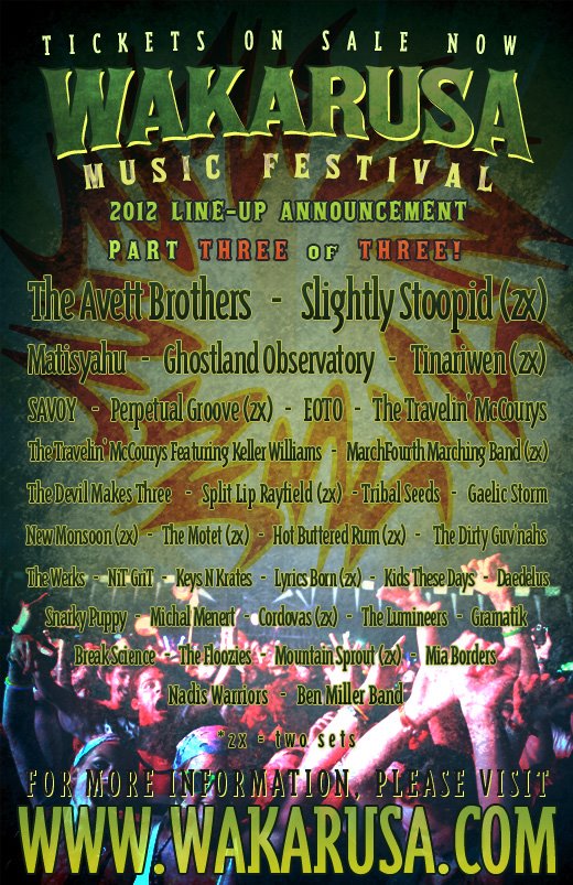 Wakarusa 2012:  Line-up Announcement | Part III - Avett Bros, Matisyahu