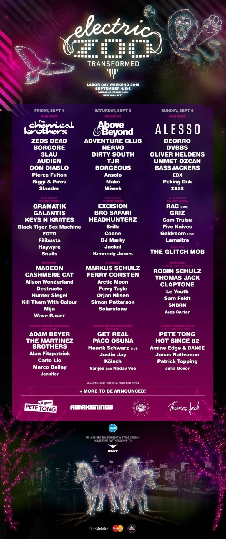 ELECTRIC ZOO: TRANSFORMED Announces Day By Day Line-Up