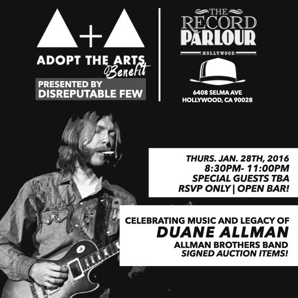 Adopt the Arts Winter Fundraiser Celebrating the legacy of Duane Allman