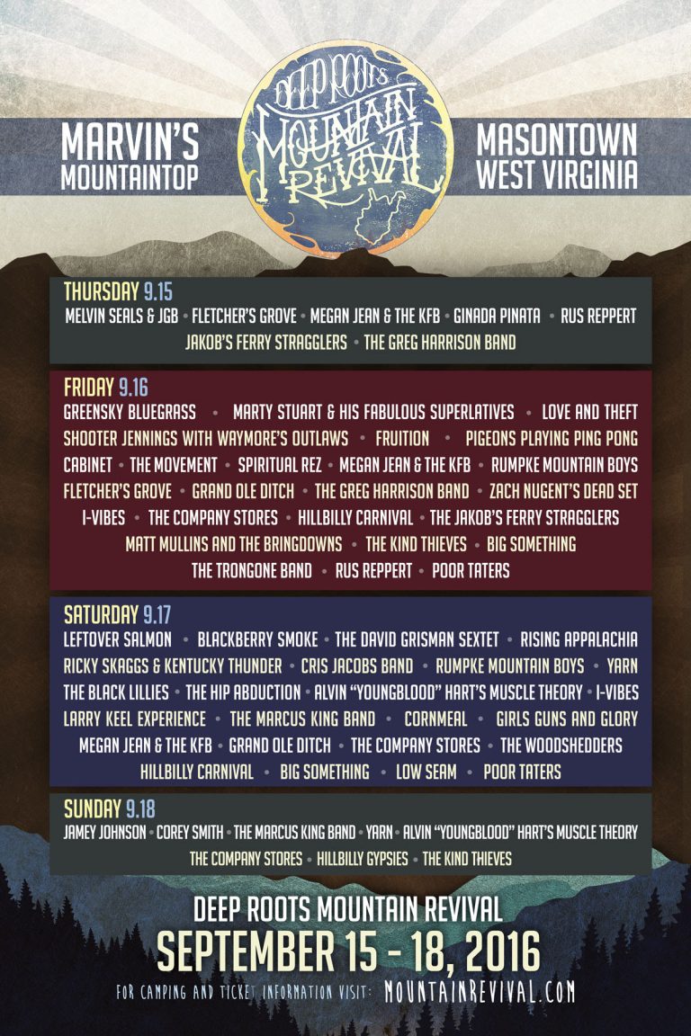 Deep Roots Mountain Revival '16 Schedule