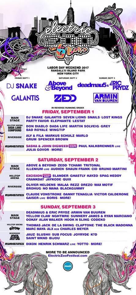 Electric Zoo Announces Daily 2017 Lineup