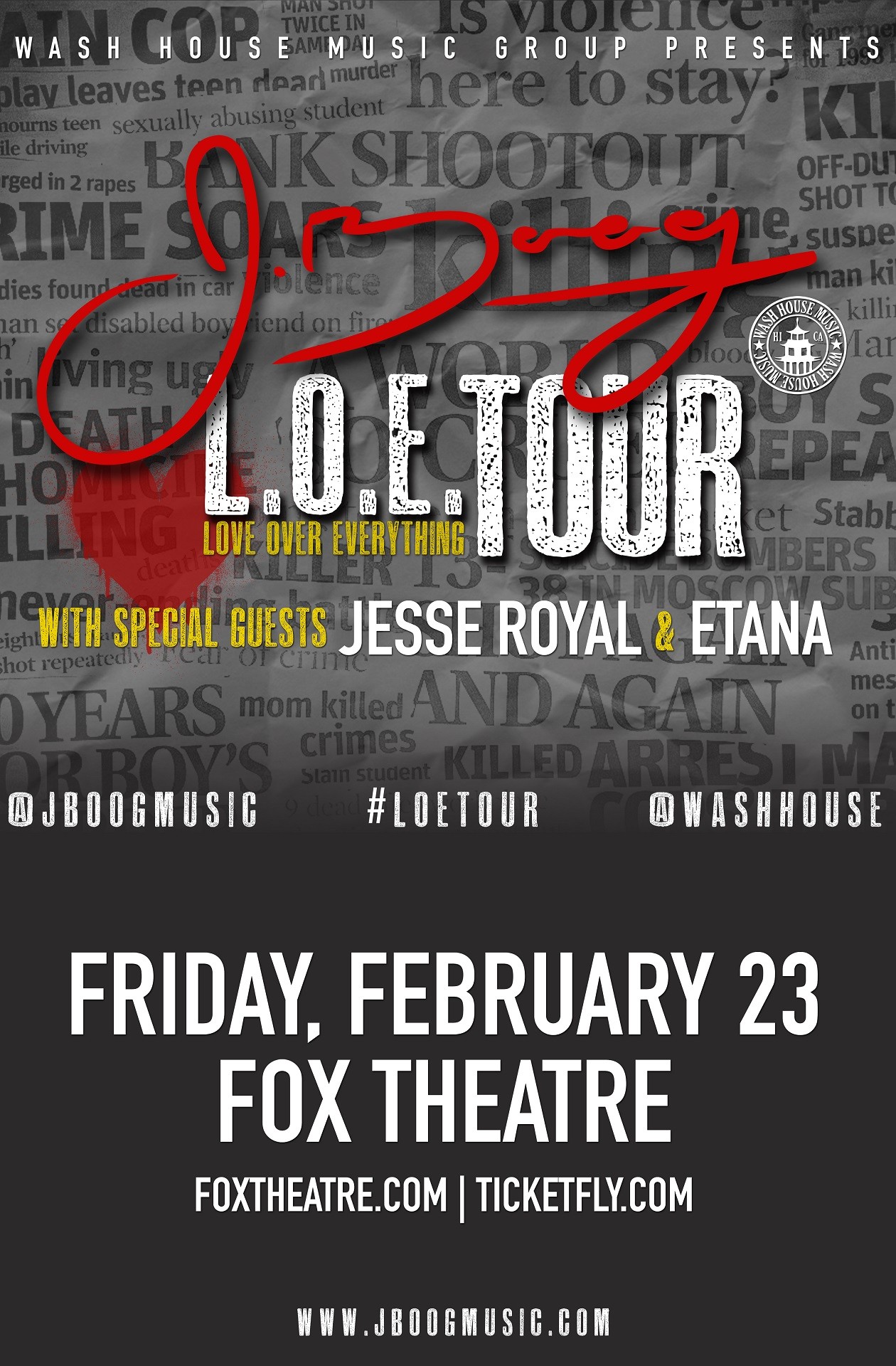 Just Announced: J BOOG @ The Fox Theatre | 2/23/18
