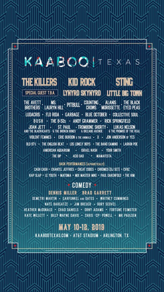 KAABOO TEXAS DEBUTS ON MAY 10-12, 2019