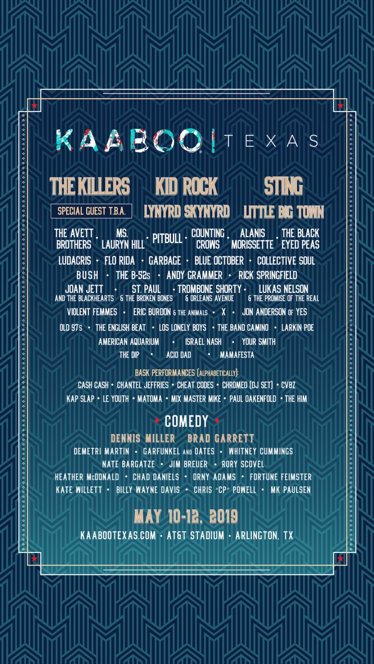 KAABOO TEXAS DEBUTS ON MAY 10-12, 2019