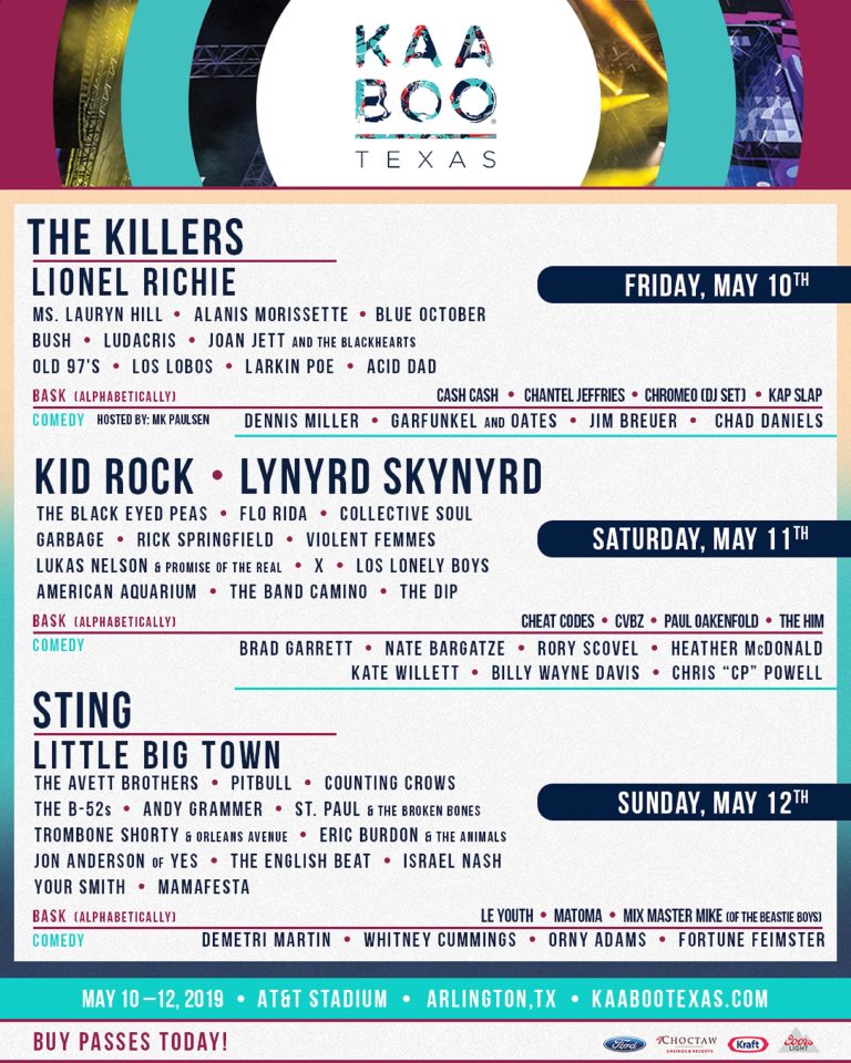 KAABOO Texas Announces Daily Artist Lineup
