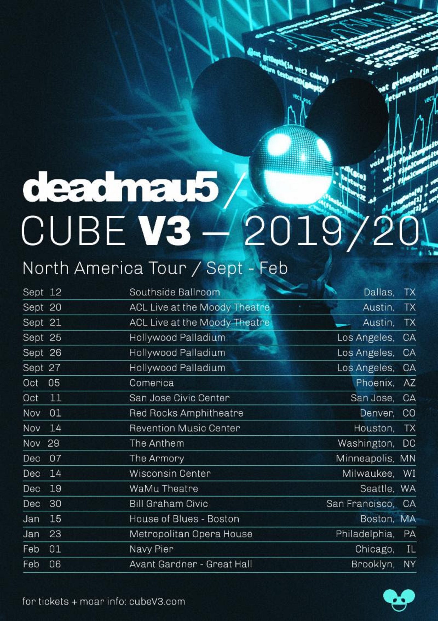 deadmau5 Announces 'Cube V3 Tour' North America 2019