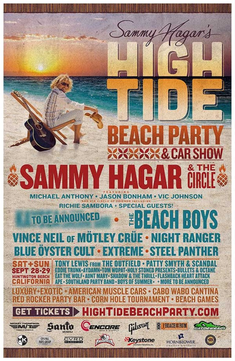 Sammy Hagar Announces Lineup For Second "High Tide Beach Party & Car Show"