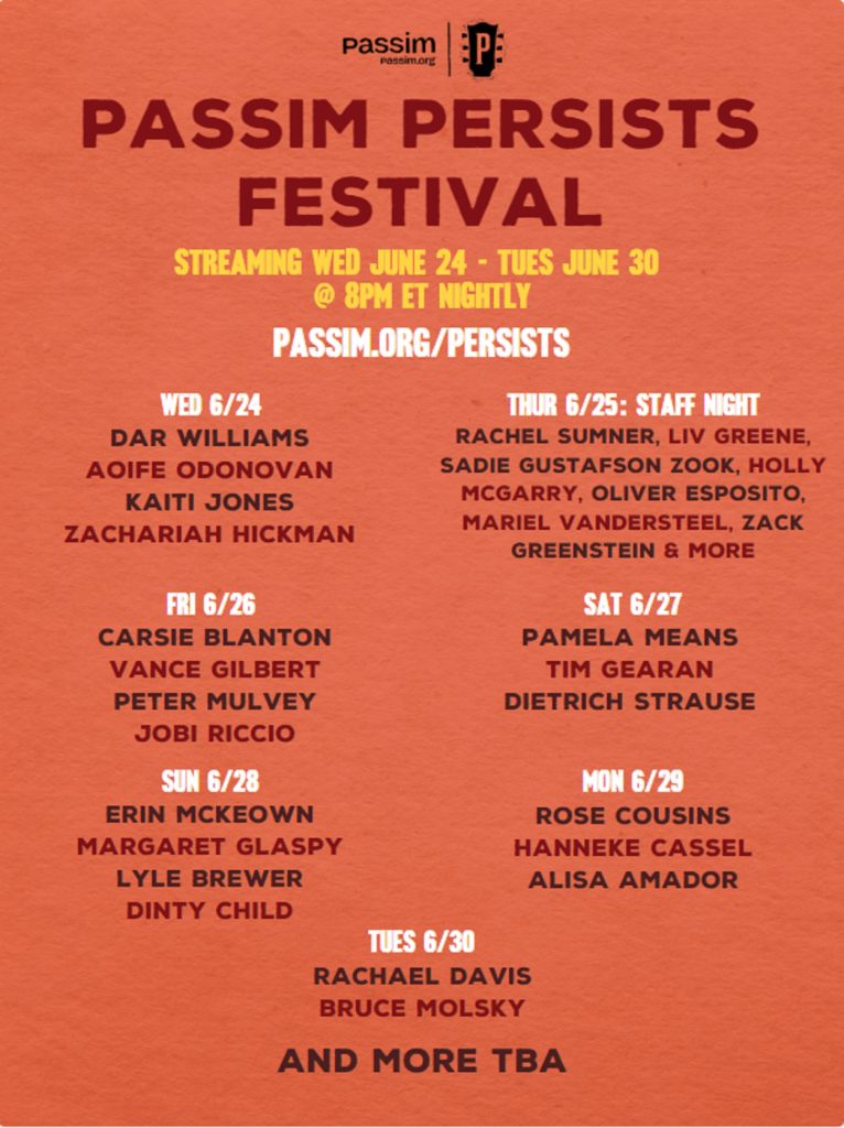 Club Passim Announces the Passim Persists Streaming Festival