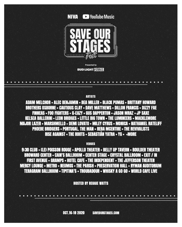 #SOSFEST, A THREE-DAY VIRTUAL FESTIVAL TO HELP SAVE INDEPENDENT VENUES ACROSS THE U.S.