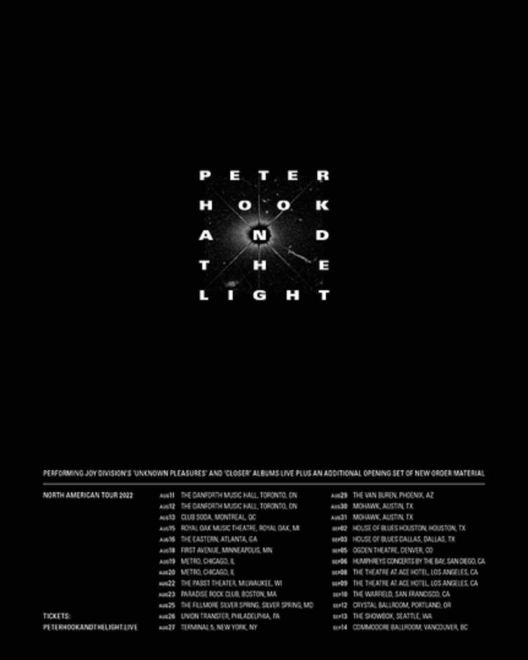 PETER HOOK & THE LIGHT Announce North American 2022 Tour