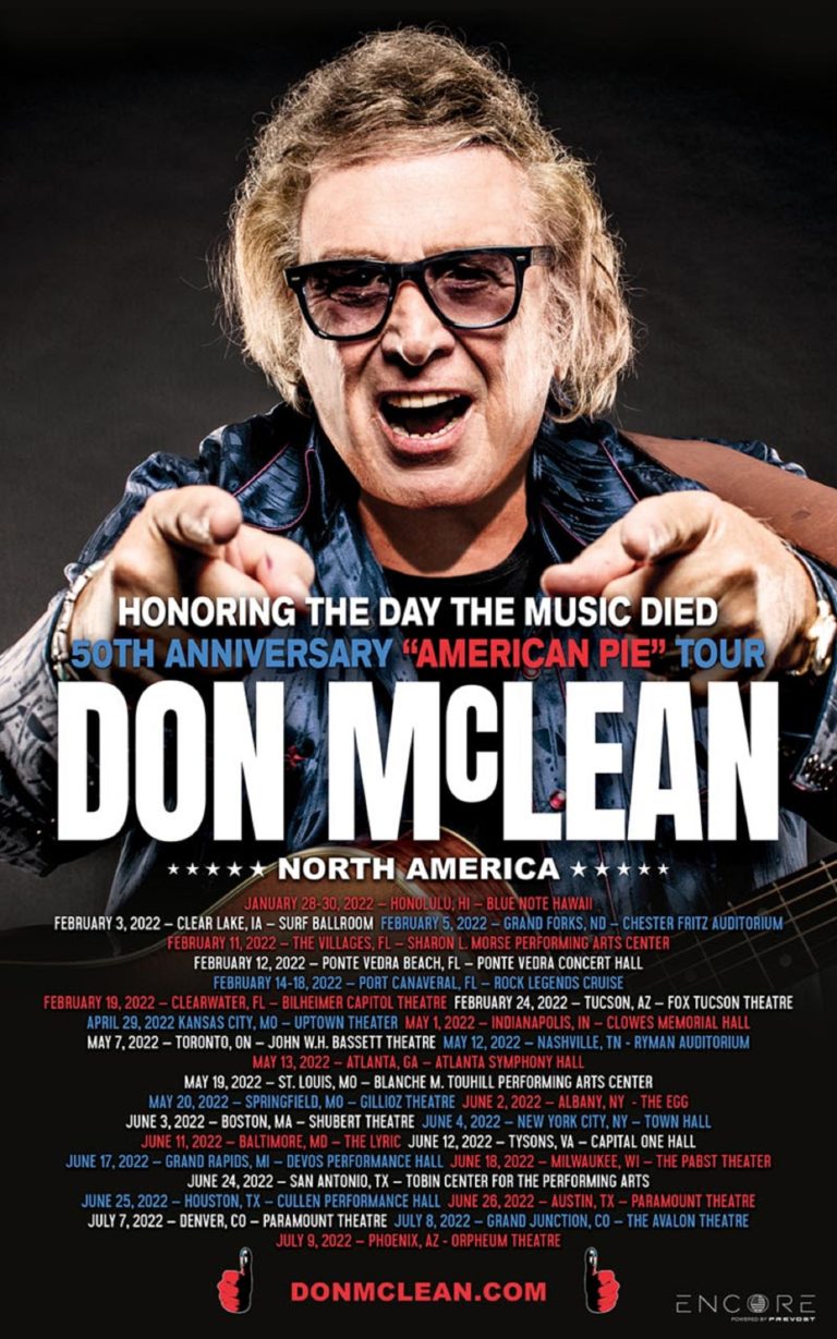 DON McLEAN ANNOUNCES 2022 AMERICAN PIE 50TH ANNIVERSARY NORTH AMERICAN SHOWS ADDED TO WORLD TOUR