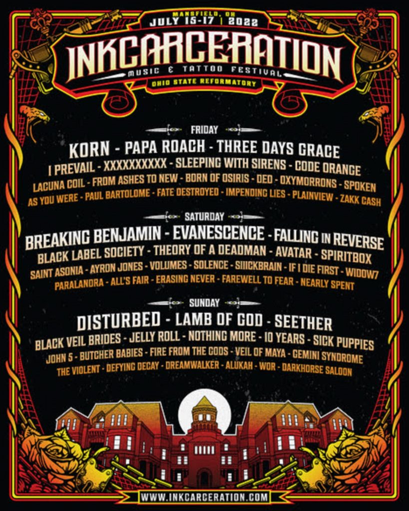 Inkcarceration Music & Tattoo Festival Returns July 15-17, 2022