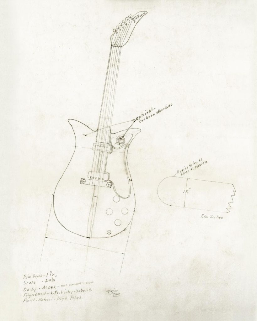 Gibson Introduces the “Theodore," Original Guitar Design Drawn by Ted McCarty in 1957 Debuts 65 Years Later As First ﻿Release in the Gibson Archive Collection