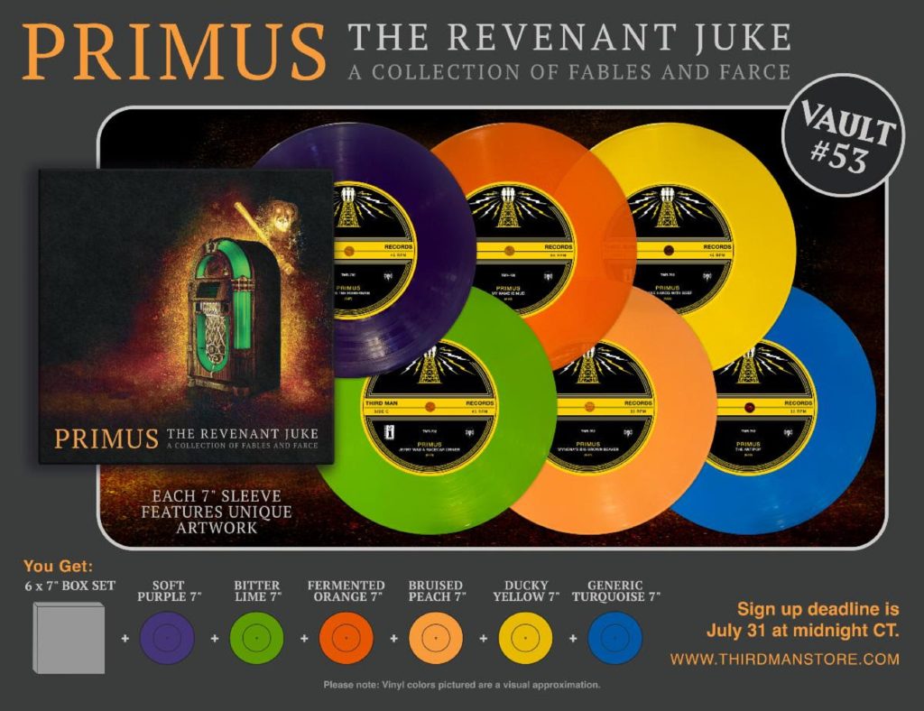 Third Man Records announces Vault Pkg. #53 – 'Primus: The Revenant Juke' 6×7" box set