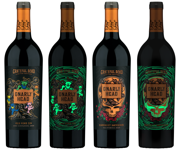 GNARLY HEAD WINES AND THE GRATEFUL DEAD RELEASE LIMITED-EDITION CABERNET SAUVIGNON AND ZINFANDEL WITH GLOW-UNDER-BLACKLIGHT LABELS