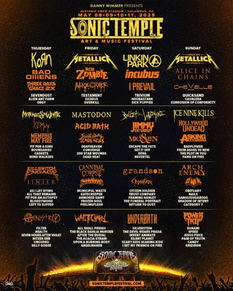Full Music Lineup Announced For Sonic Temple Art & Music Festival May 8-11, 2025
