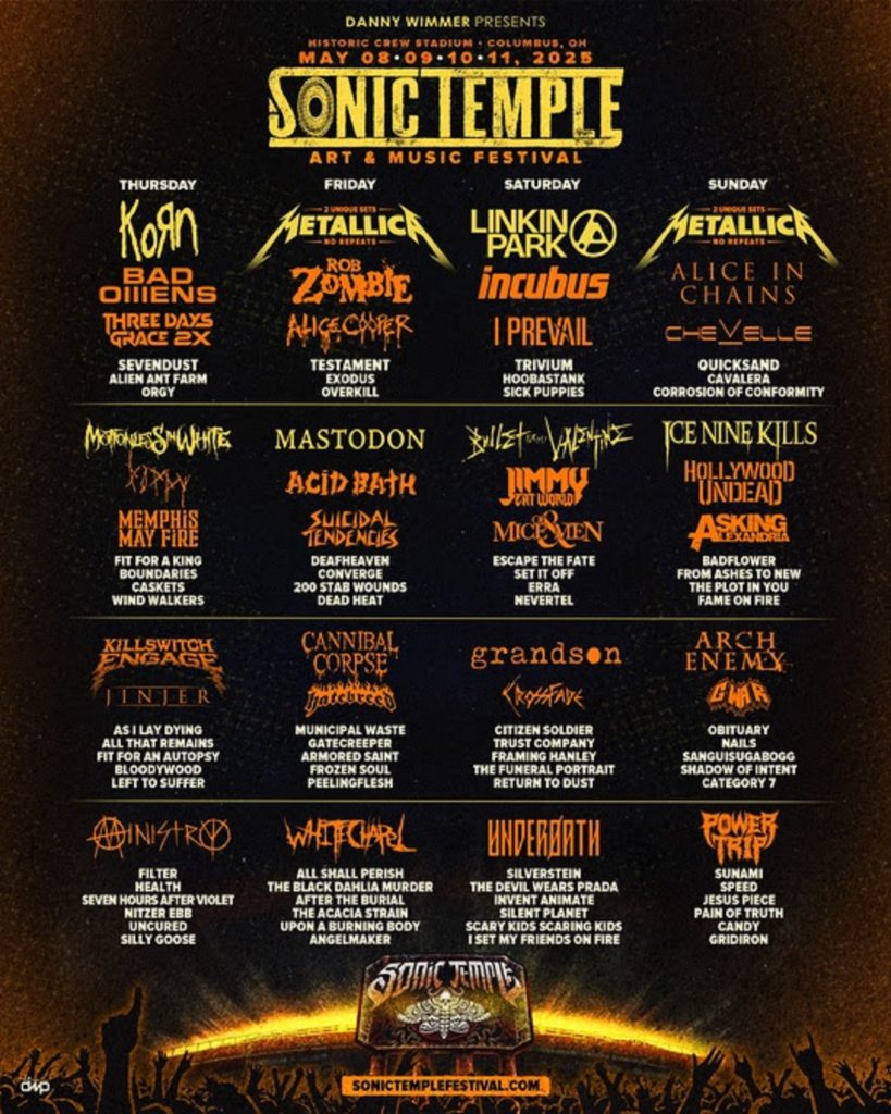 Full Music Lineup Announced For Sonic Temple Art & Music Festival May 8-11, 2025