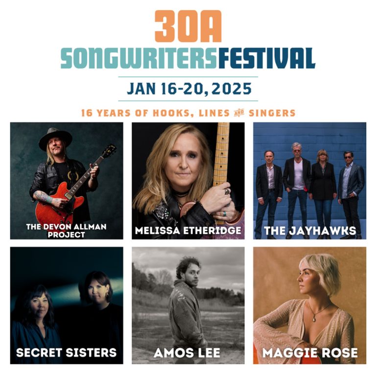 30A Songwriters Festival announces 2025 headliners: Melissa Etheridge, Amos Lee, The Jayhawks, Devon Allman Project and more