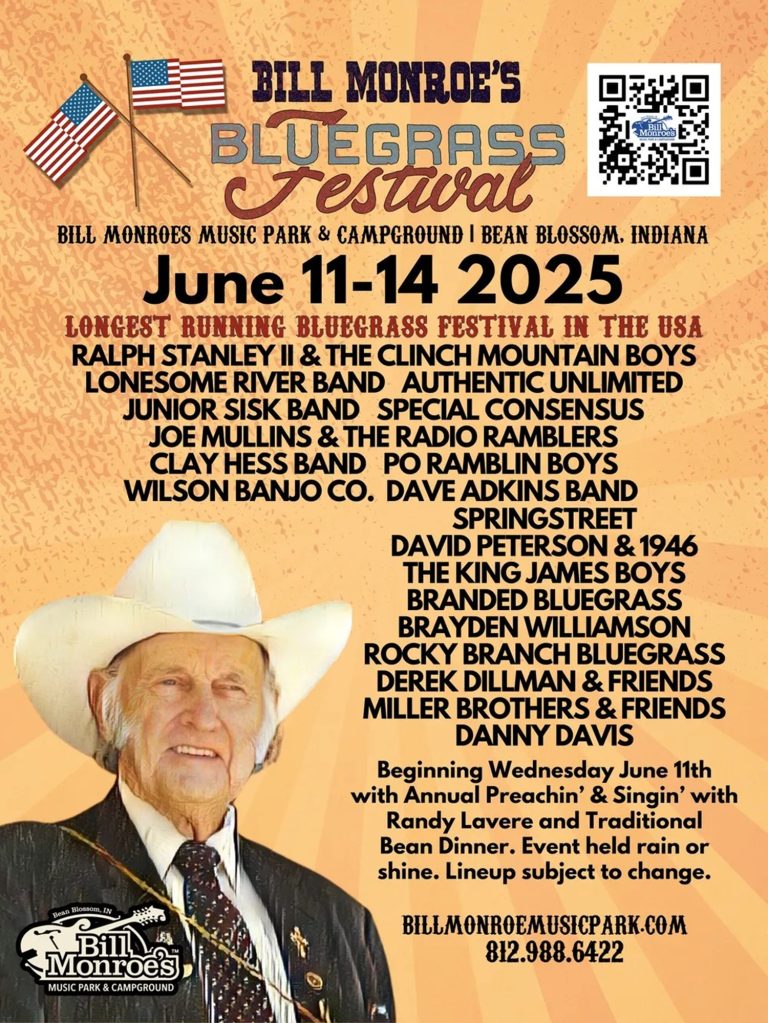 Bill Monroe’s Bluegrass Festival Returns to Bean Blossom, Indiana, June 11–14, 2025