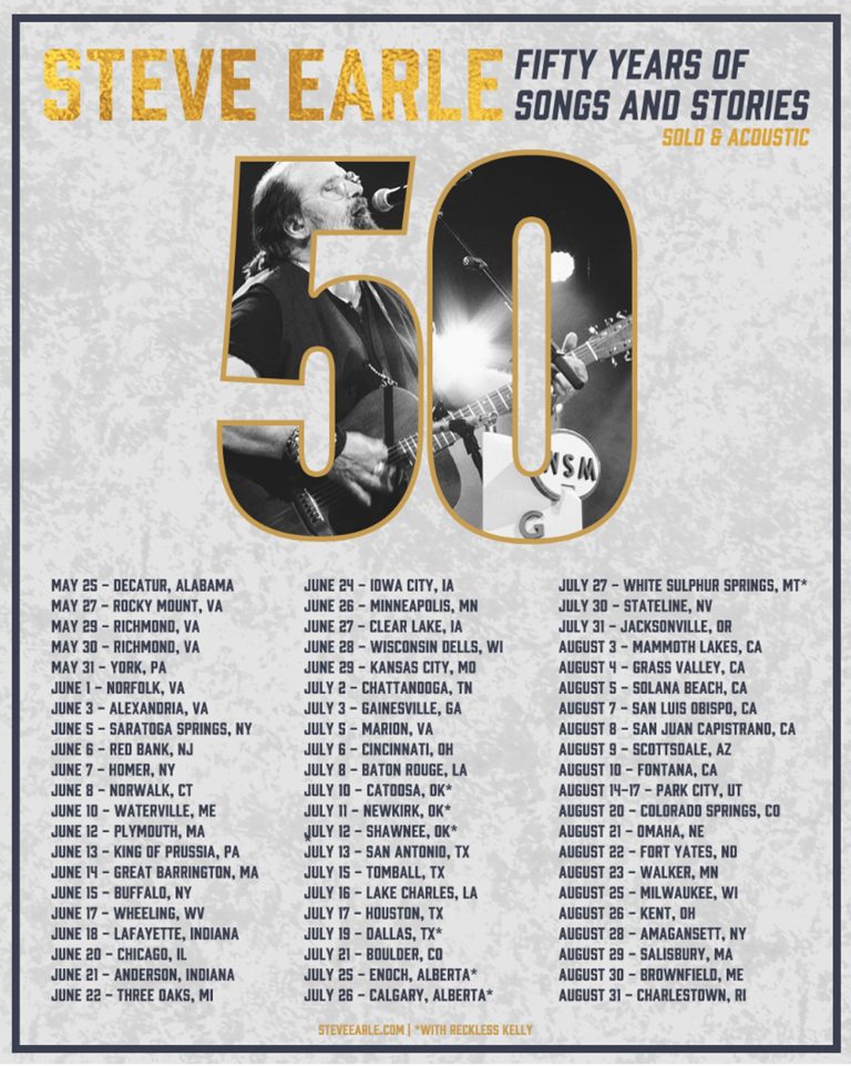 Steve Earle Announces His Solo & Acoustic 50: Fifty Years of Songs and Stories, Today!