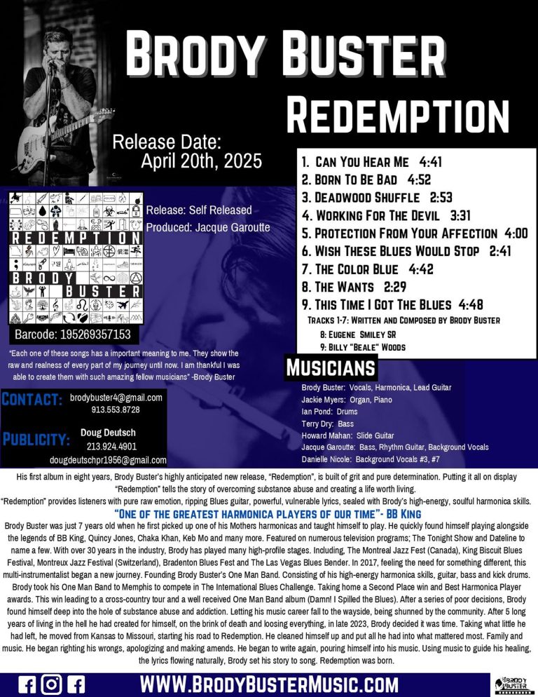 It's Time For Brody Buster's 'Redemption;' His First New Album In Eight Years, Drops April 20