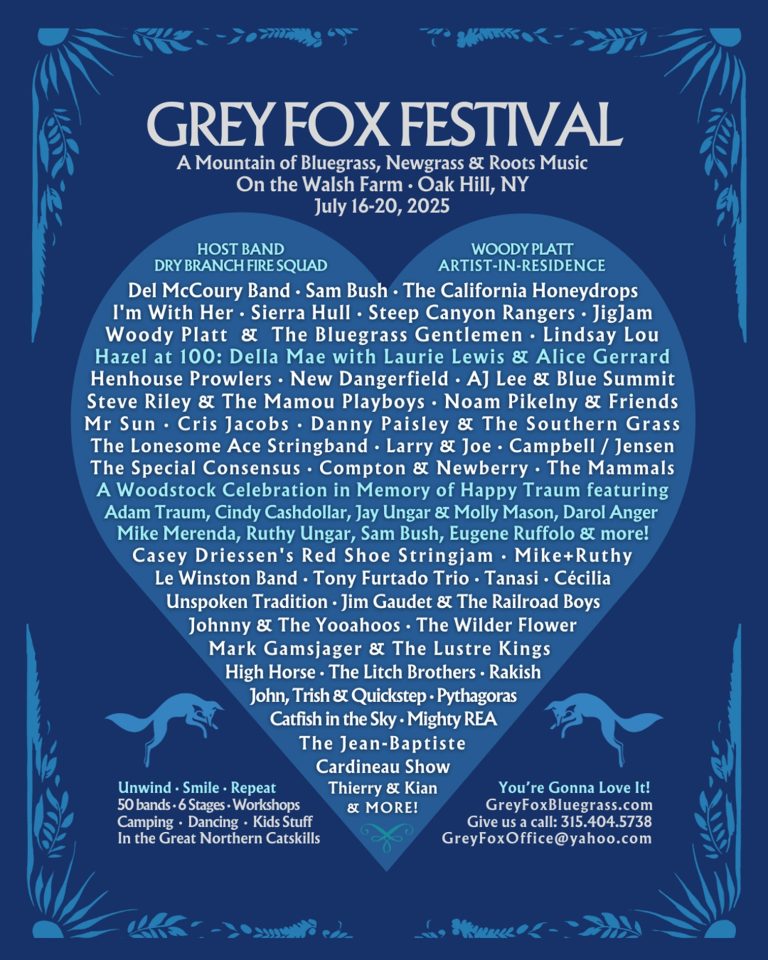 Grey Fox Festival Returns to Walsh Farm July 16–20, 2025, with Five Days of Bluegrass, Newgrass & Roots Music