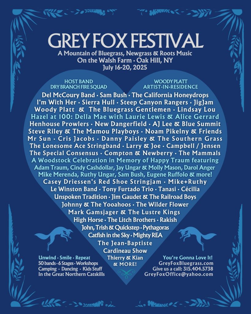 Grey Fox Festival Returns to Walsh Farm July 16–20, 2025, with Five Days of Bluegrass, Newgrass & Roots Music