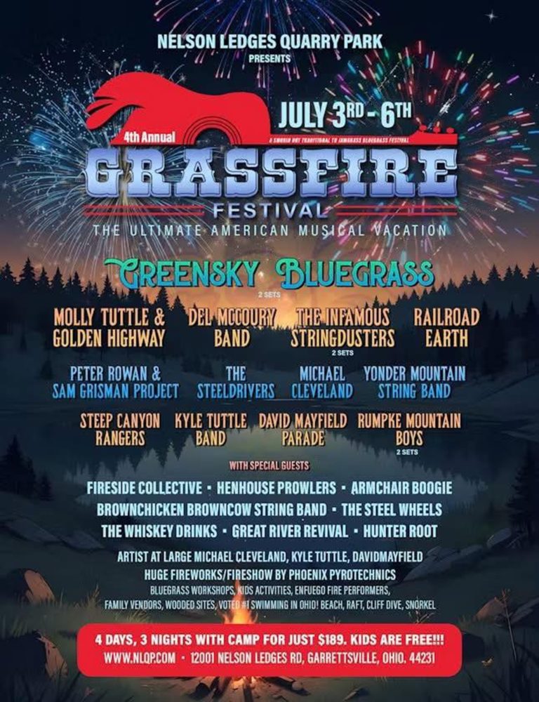 4th Annual Grassfire Festival Ignites Nelson Ledges Quarry Park with Bluegrass All-Stars, July 3–6