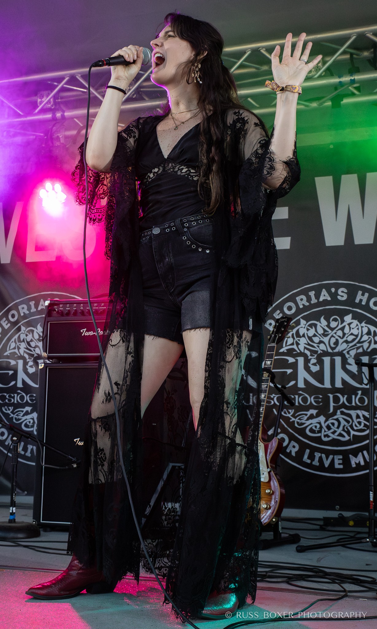 Katelynn Krieglstein performing with Stan P Band on Kenny's Westside Stage | Photo by Russ Boxer