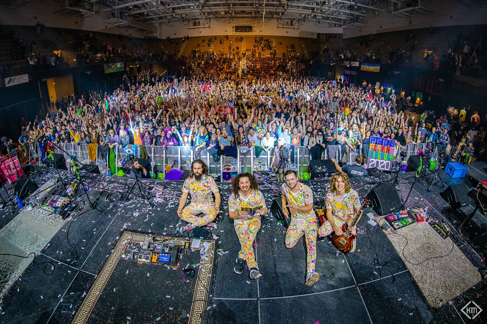 Pigeons Playing Ping Pong at ExploreAsheville.com Arena, 12/31/2019. (L-R): Ben Carrey (Bass), &ldquo;Scrambled Greg&rdquo; Ormont (Vocals, Guitar), Alex &ldquo;Gator&rdquo; Petropulos (Drums), Jeremy Schon (Vocals, Guitar). Photo: Kendall McCargo 
