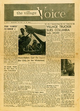 Capa do jornal The Village Voice, outubro de 1955, nº 1.