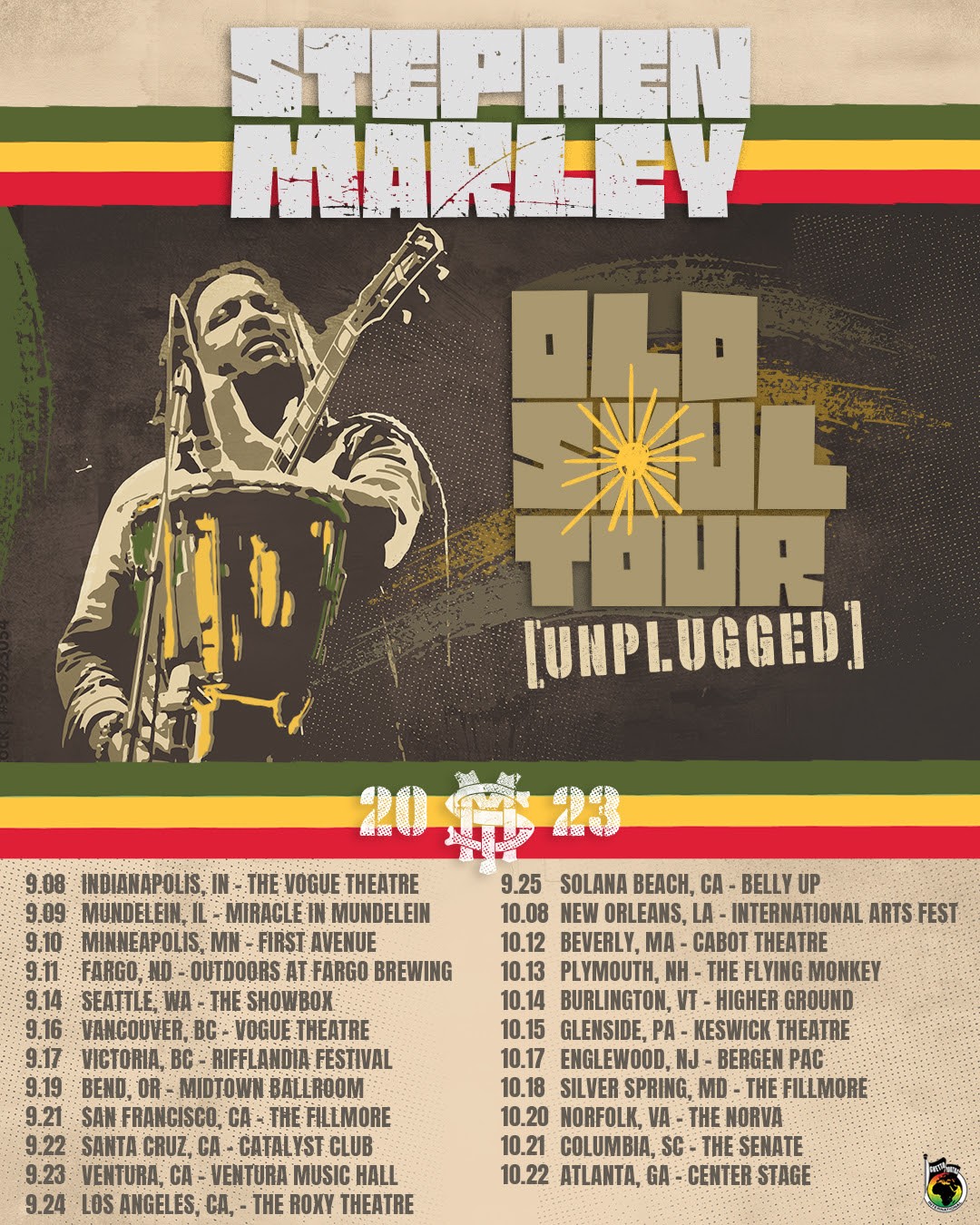  STEPHEN MARLEY: OLD SOUL TOUR UNPLUGGED &ndash; FALL 2023 TOUR DATES