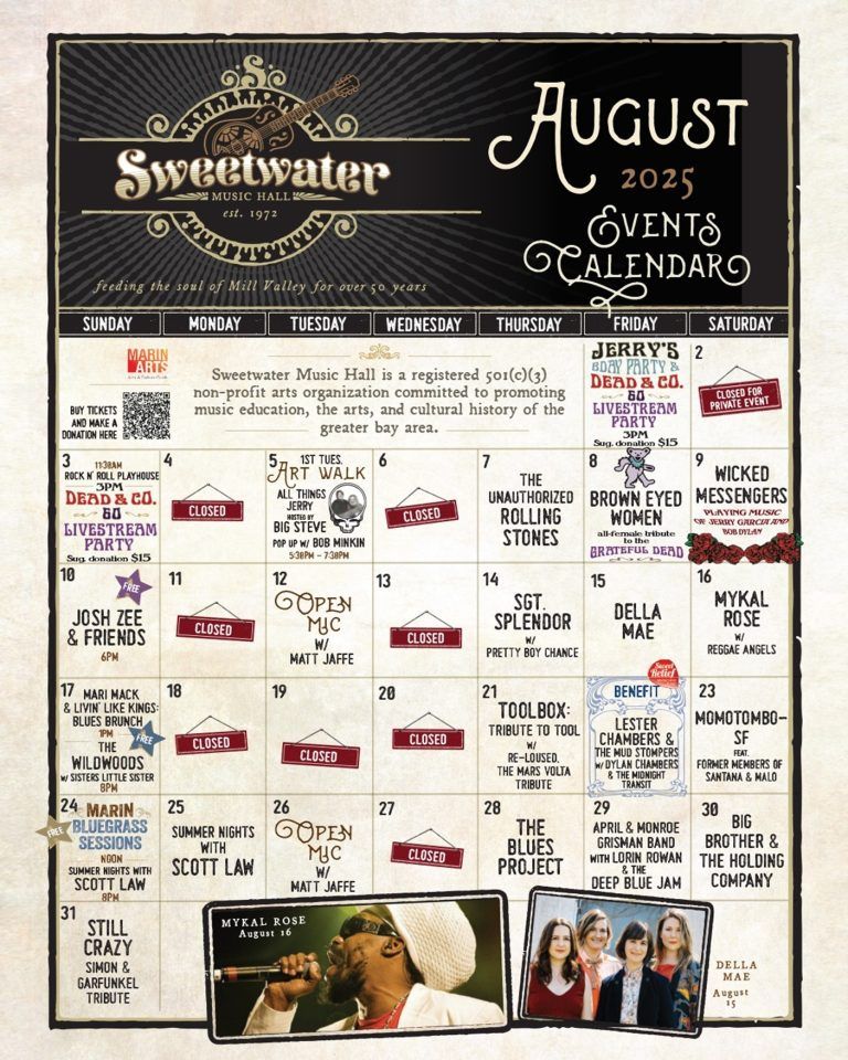 Sweetwater Music Hall Announces Late August & September 2025 Lineup