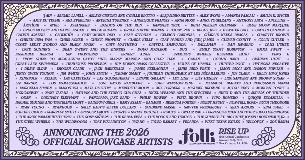 Folk Alliance International announces 2026 Official Showcases for New Orleans conference