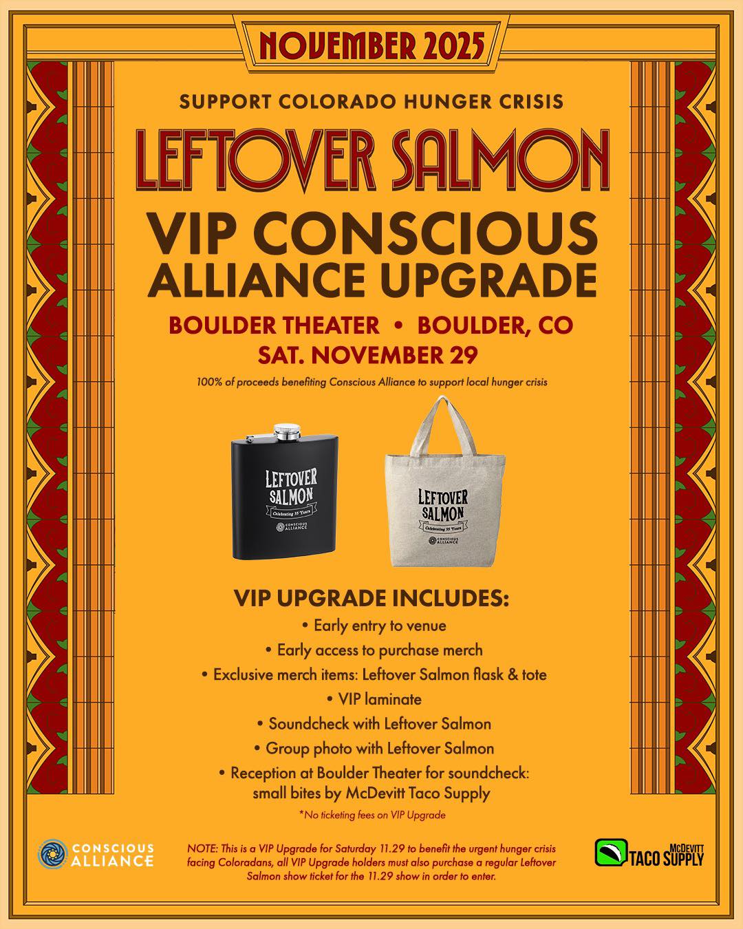 Leftover Salmon Announce VIP Thanksgiving Upgrade Benefiting Conscious Alliance