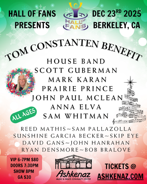 Ashkenaz Announces Grateful Dead Nights: Tom Constanten Benefit Dec. 23 + Stu Allen & Mars Hotel in January