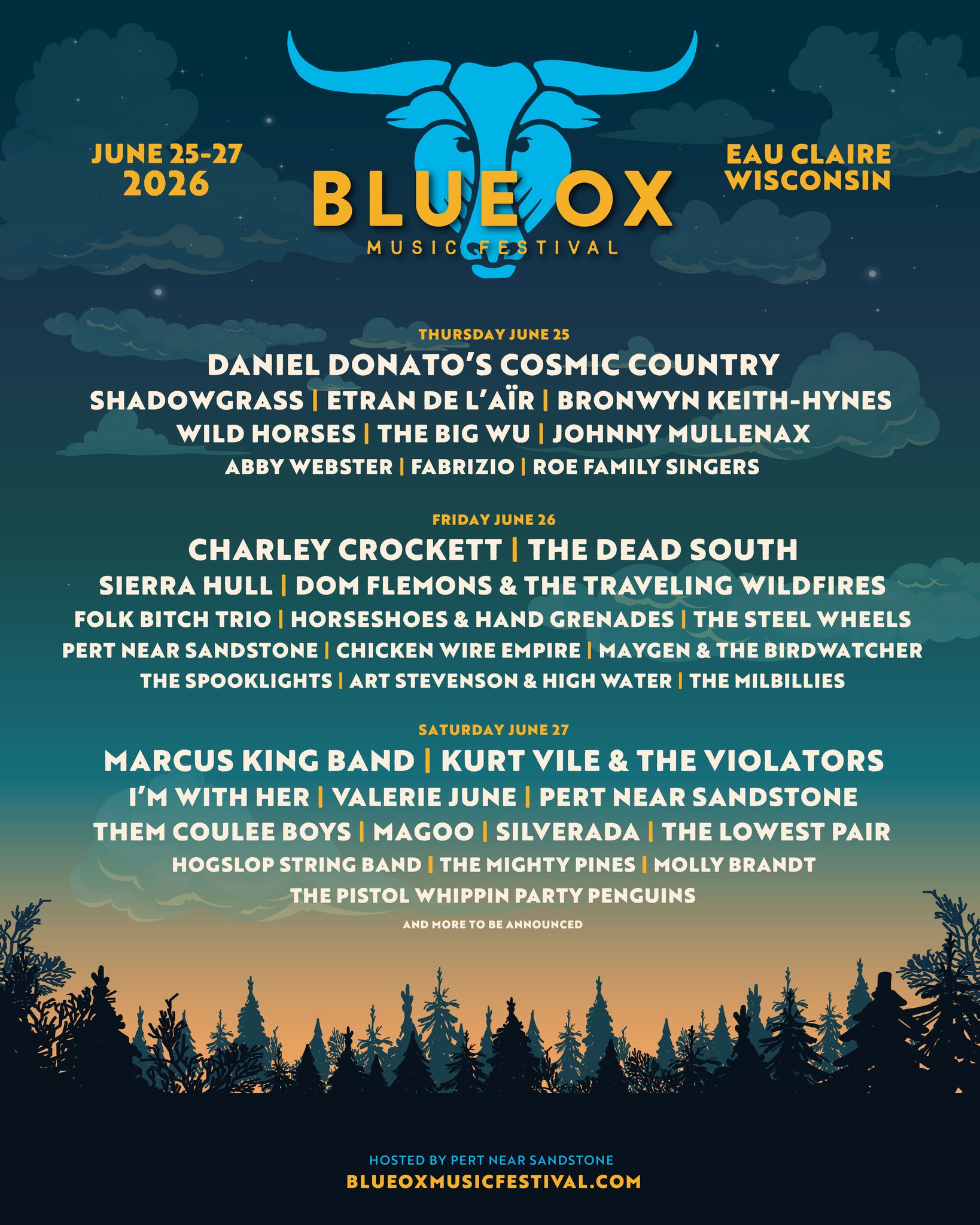 Blue Ox Music Festival 2026 Announces Daily Lineups for June 25–27 in Eau Claire