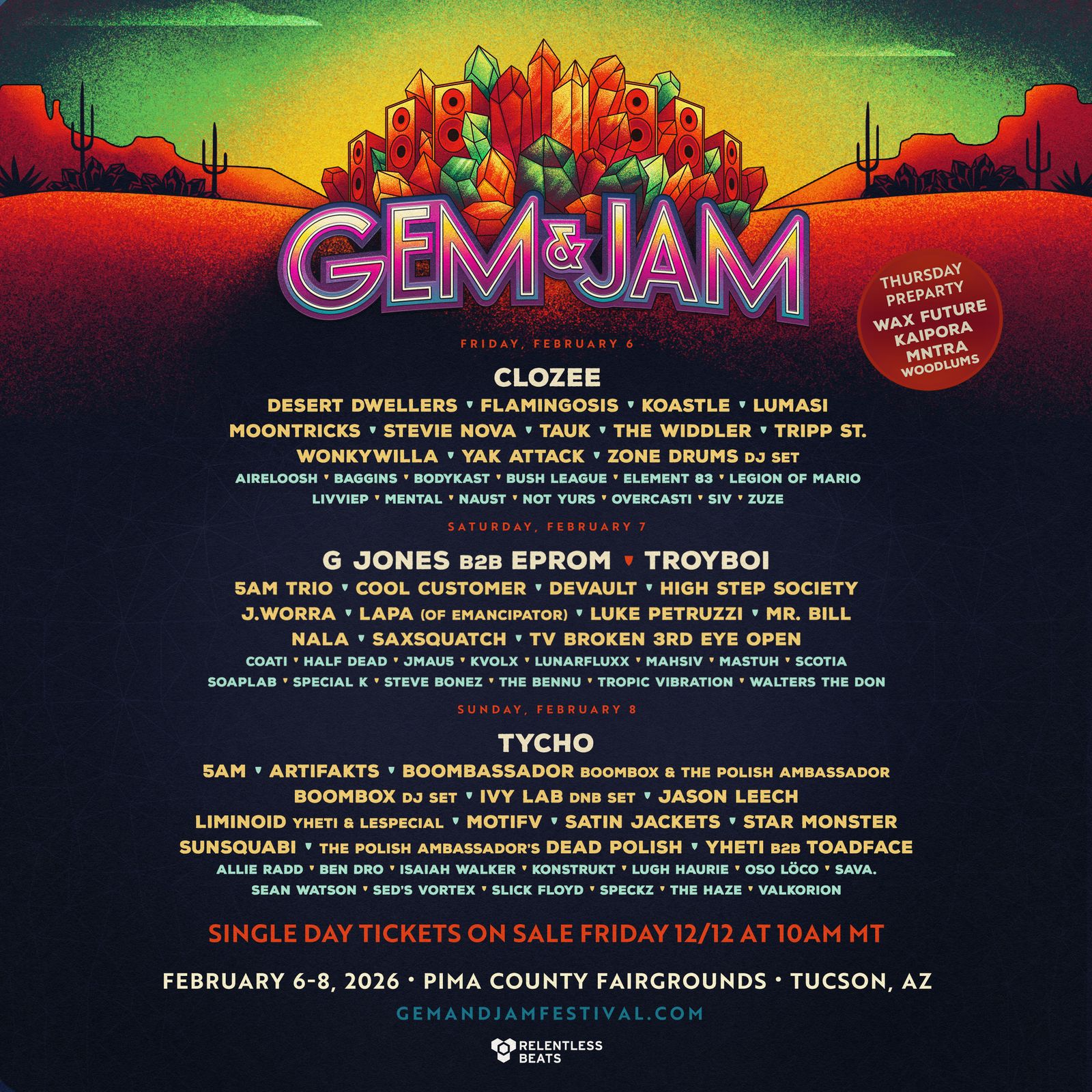 Gem & Jam Festival Returns to Tucson Feb. 6–8, 2026 With 80+ Artists