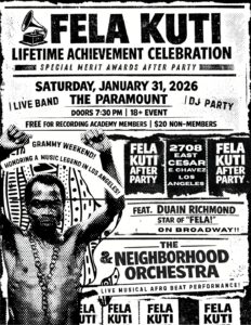 Los Angeles Honors Fela Kuti’s GRAMMY Lifetime Achievement Award with Live Band Event (Jan. 31, 2026)
