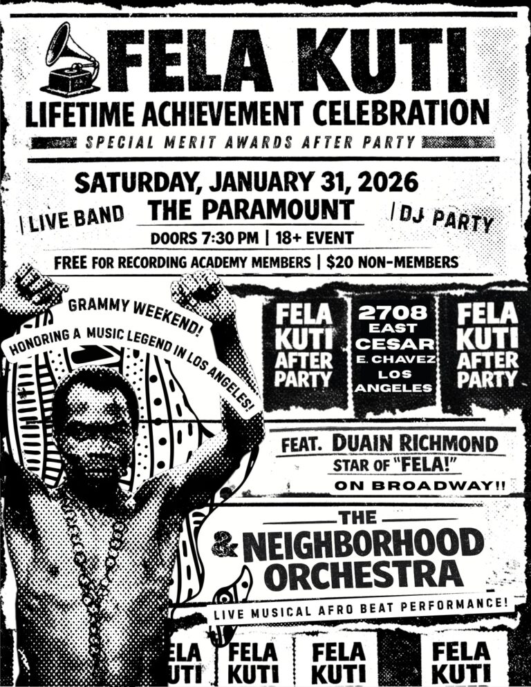 Los Angeles Honors Fela Kuti’s GRAMMY Lifetime Achievement Award with Live Band Event (Jan. 31, 2026)