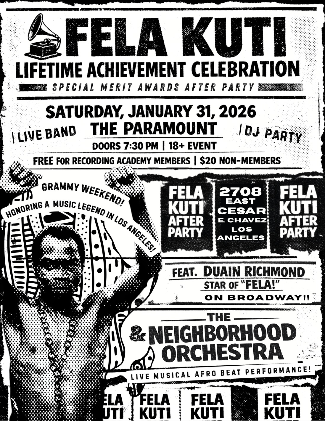 Los Angeles Honors Fela Kuti’s GRAMMY Lifetime Achievement Award with Live Band Event (Jan. 31, 2026)