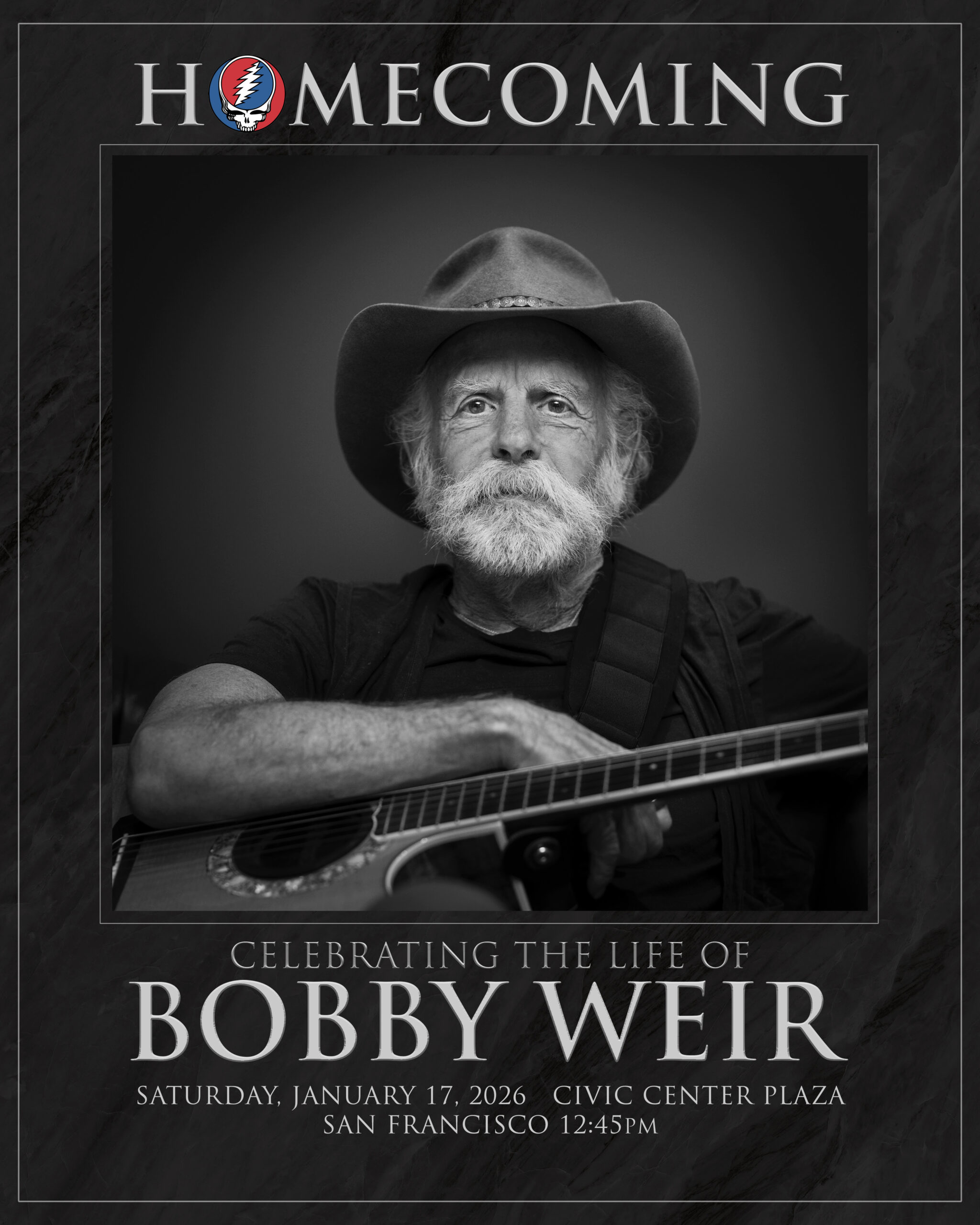 Homecoming: Celebrating the life of Bobby Weir this Saturday 1/17 in San Francisco