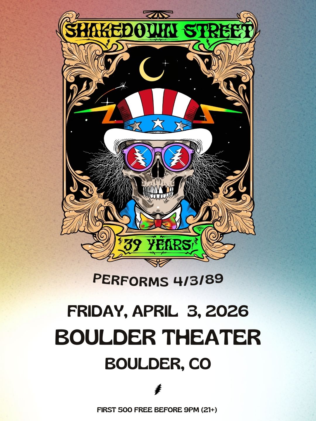 Shakedown Street Performs 4/3/89 at Boulder Theater April 3, 2026