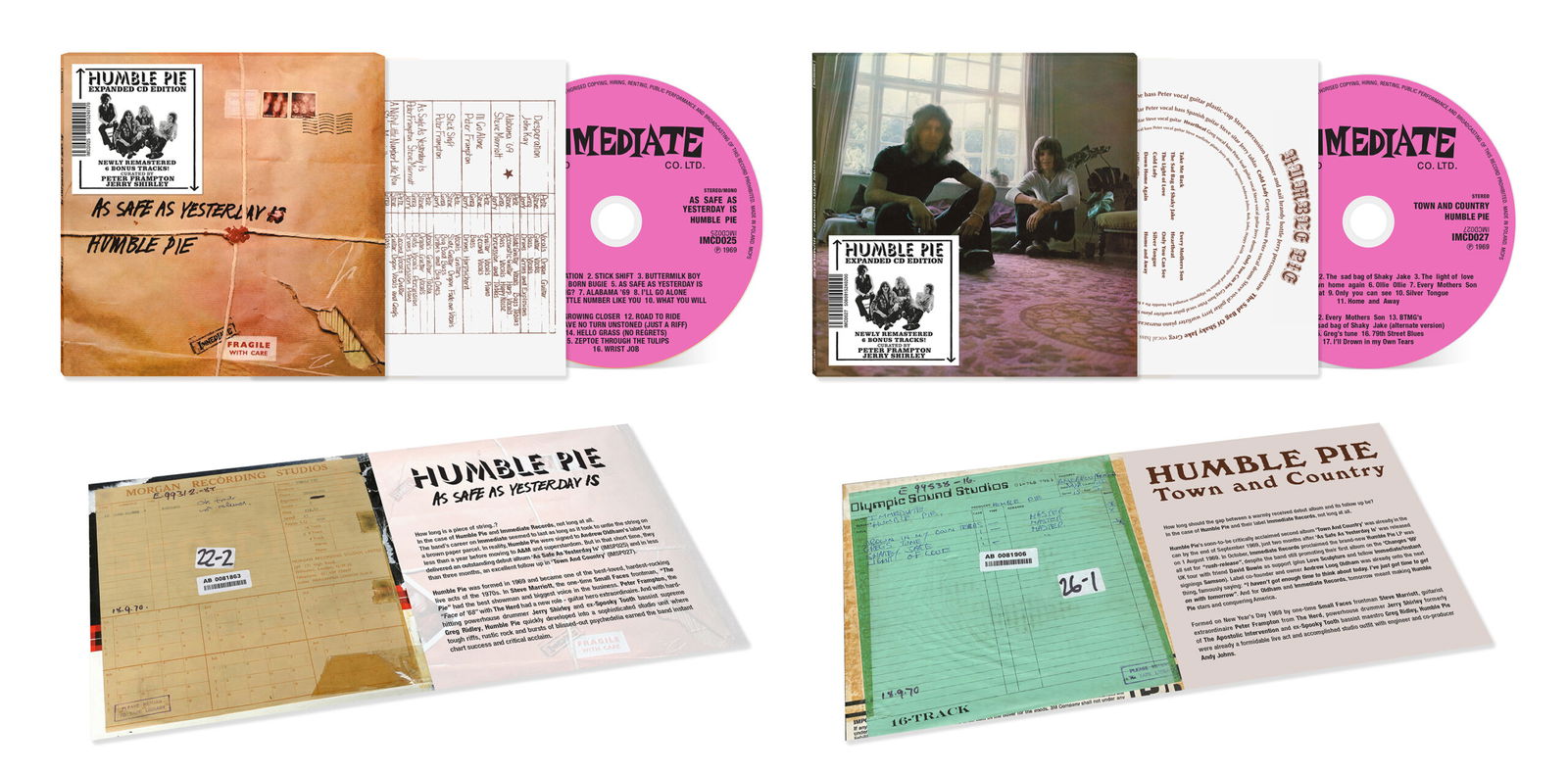 CD artwork for Nice Records’ reissue of Humble Pie’s 1969 albums “As Safe As Yesterday Is” and “Town & Country”